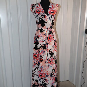 Yumi Kim Women Silk Swept Away Wrap Dress Maxi Floral Black Pink White Size XS